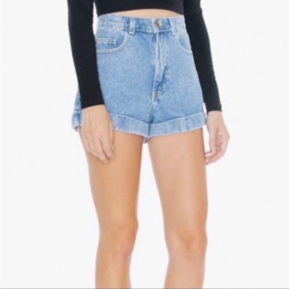 American Apparel Light Blue High-Waist Denim Shorts
